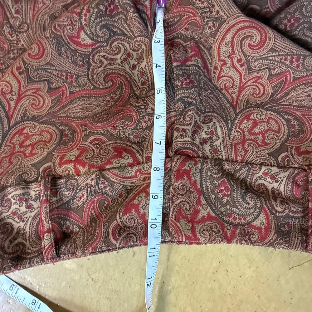 Mid Rise‎ Brown Paisley Print Wide Leg Dress Pants Thick Waist Band Vtg - Picture 7 of 9